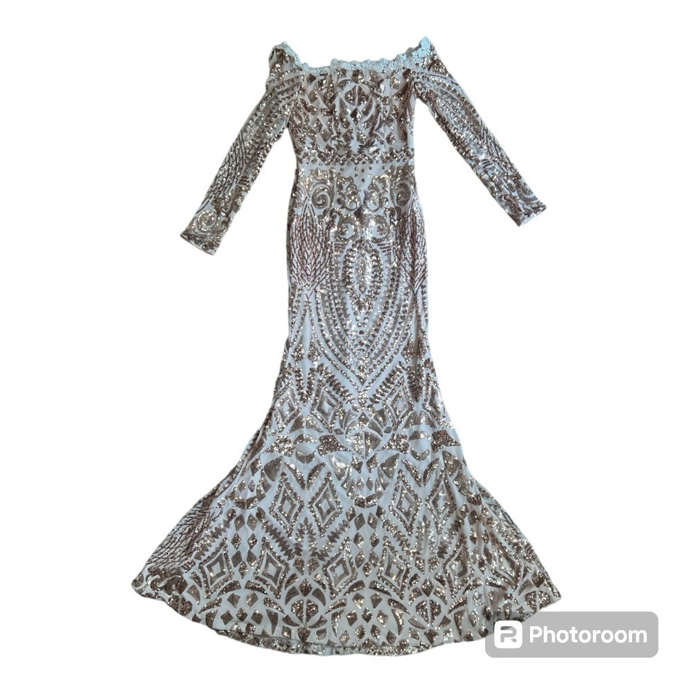 Fashion Nova Pale Pink & Rose Gold Sequins Formal Dress Size S - Picture 2 of 12